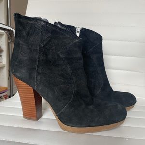 Black leather booties